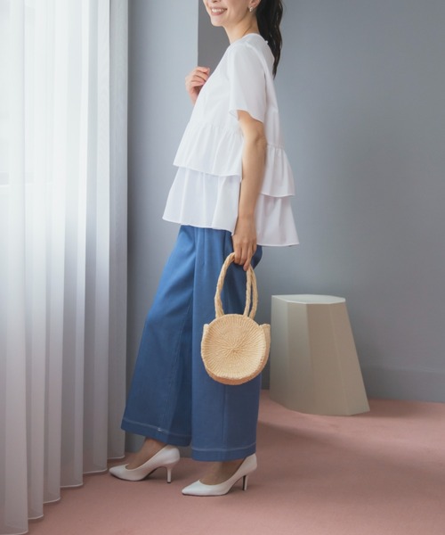 Sono（ソーノ）の「【新作5/8発売】ご自宅でお洗濯可能/UVカット/接触冷感/防シワ【SONO/ソーノ】ｽﾌﾚﾃｨｱｰﾄﾞﾌﾞﾗｳｽ（シャツ/ブラウス・レディース・ホワイト×ネイビー/ホワイト/ブラック・F）」の11枚目の写真