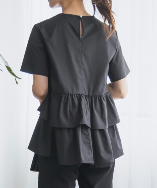 Sono（ソーノ）の「【新作5/8発売】ご自宅でお洗濯可能/UVカット/接触冷感/防シワ【SONO/ソーノ】ｽﾌﾚﾃｨｱｰﾄﾞﾌﾞﾗｳｽ（シャツ/ブラウス・レディース・ホワイト×ネイビー/ホワイト/ブラック・F）」の5枚目の写真