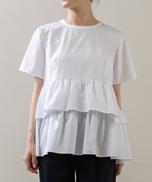 Sono（ソーノ）の「【新作5/8発売】ご自宅でお洗濯可能/UVカット/接触冷感/防シワ【SONO/ソーノ】ｽﾌﾚﾃｨｱｰﾄﾞﾌﾞﾗｳｽ（シャツ/ブラウス・レディース・ホワイト×ネイビー/ホワイト/ブラック・F）」の13枚目の写真