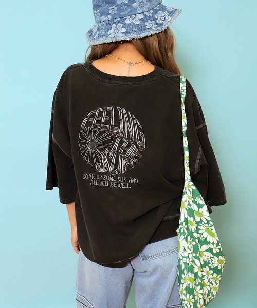 anap mimpi（アナップミンピ）の「ピグメント加工刺繍カットオフTシャツ（Tシャツ/カットソー・レディース・ピンク/グリーン/ブラック・FREE）」の2枚目の写真