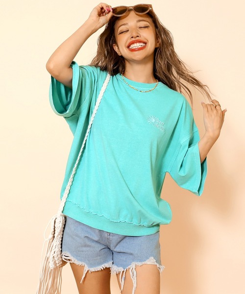 anap mimpi（アナップミンピ）の「ピグメント加工刺繍カットオフTシャツ（Tシャツ/カットソー・レディース・ピンク/グリーン/ブラック・FREE）」の10枚目の写真