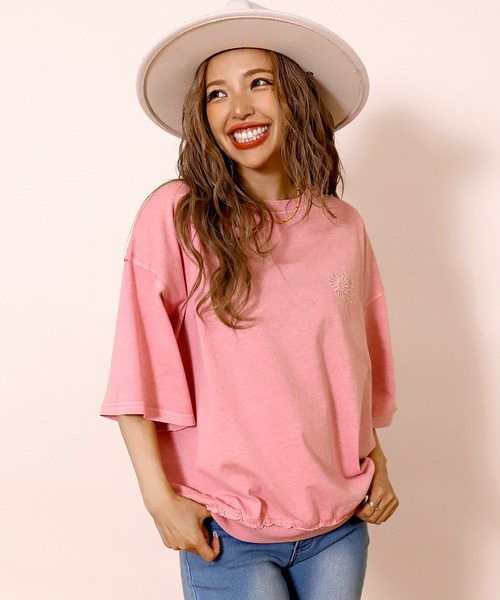 anap mimpi（アナップミンピ）の「ピグメント加工刺繍カットオフTシャツ（Tシャツ/カットソー・レディース・ピンク/グリーン/ブラック・FREE）」の14枚目の写真