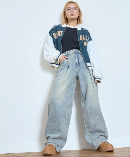 LOVETOXIC(ラブトキシック)の「【LTXC】タックワイドデニムパンツ(デニムパンツ・キッズ・サックスブルー/ブルー/ライトグレー/ネイビー・130cm/M:150cm/L:160cm/S:140cm)」の18枚目の写真