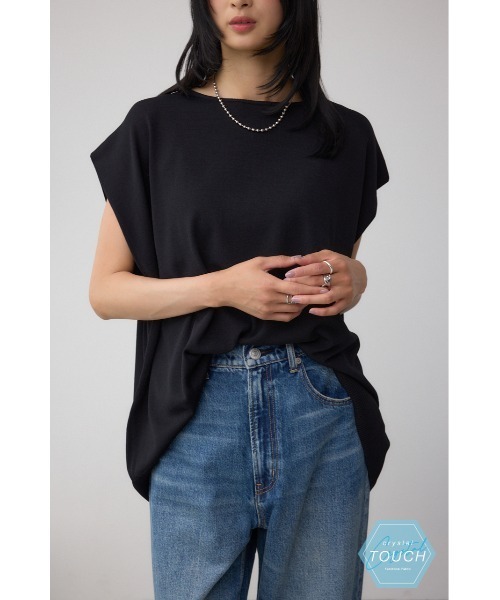 AZUL by moussy(アズールバイマウジー)の「C/T冷感 バックスリットワイドニット(ニット/セーター・レディース・ダークベージュ/ブラック/ダークグリーン・FREE)」の1枚目の写真