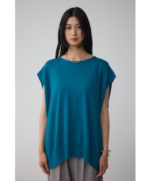 AZUL by moussy(アズールバイマウジー)の「C/T冷感 バックスリットワイドニット(ニット/セーター・レディース・ダークベージュ/ブラック/ダークグリーン・FREE)」の6枚目の写真