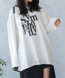 前プリント ビックシルエット ロング Tシャツ