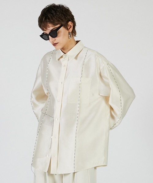 PRANK PROJECT(プランクプロジェクト)の「ハンドステッチシャツ / Hand Stitched Shirt(シャツ/ブラウス・レディース・ピンク/ホワイト/ブラック・FREE)」の9枚目の写真