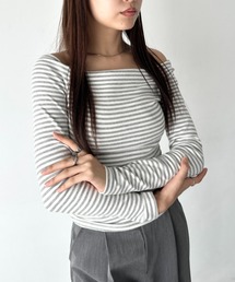 Bamm（バム）の「オフショルボーダーコンパクトトップス（Tシャツ/カットソー・レディース）」
