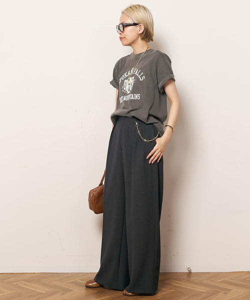 〈AP STUDIO〉コットンナイロンワイドパンツ/38 2タックワイドパンツ（スラックス）｜AP STUDIO（エーピーストゥディオ