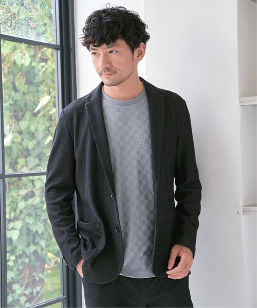 IKKA LOUNGE（イッカラウンジ）の「リンクスジャカード市松ロンT（Tシャツ/カットソー・メンズ・ホワイト/グリーン/ブラック/グレー・M/L/XL/S）」の7枚目の写真