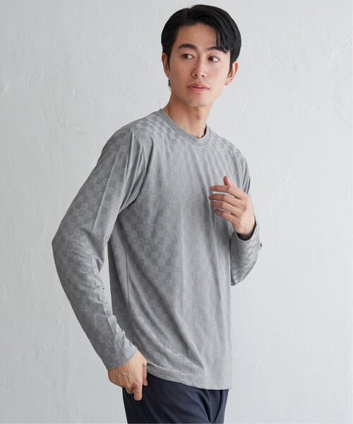 IKKA LOUNGE（イッカラウンジ）の「リンクスジャカード市松ロンT（Tシャツ/カットソー・メンズ・ホワイト/グリーン/ブラック/グレー・M/L/XL/S）」の11枚目の写真
