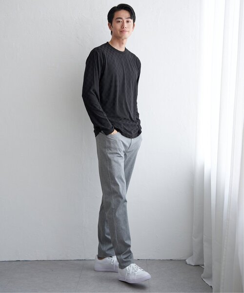 IKKA LOUNGE（イッカラウンジ）の「リンクスジャカード市松ロンT（Tシャツ/カットソー・メンズ・ホワイト/グリーン/ブラック/グレー・M/L/XL/S）」の19枚目の写真