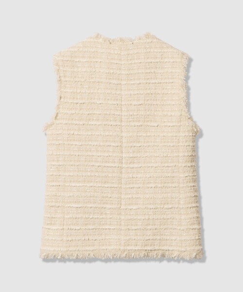 allureville（アルアバイル）の「ジオリカツィードフリンジジレ（ベスト・レディース・ブラック/アイボリー・2）」の9枚目の写真