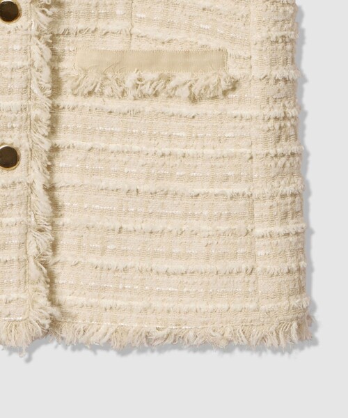 allureville（アルアバイル）の「ジオリカツィードフリンジジレ（ベスト・レディース・ブラック/アイボリー・2）」の11枚目の写真