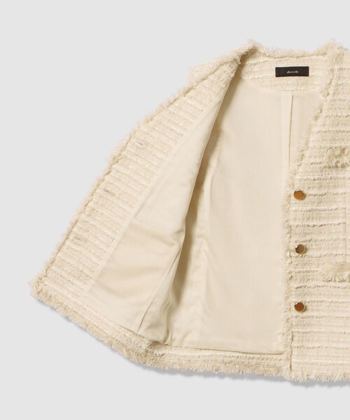 allureville（アルアバイル）の「ジオリカツィードフリンジジレ（ベスト・レディース・ブラック/アイボリー・2）」の14枚目の写真