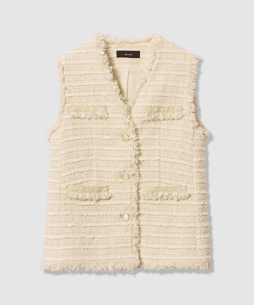 allureville（アルアバイル）の「ジオリカツィードフリンジジレ（ベスト・レディース・ブラック/アイボリー・2）」の16枚目の写真