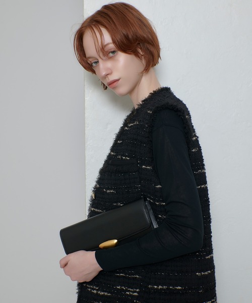 allureville（アルアバイル）の「ジオリカツィードフリンジジレ（ベスト・レディース・ブラック/アイボリー・2）」の21枚目の写真