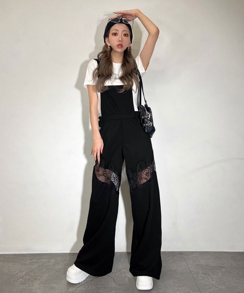 セール】【BLACKQUEEN】レースドッキングサロペット（サロペット