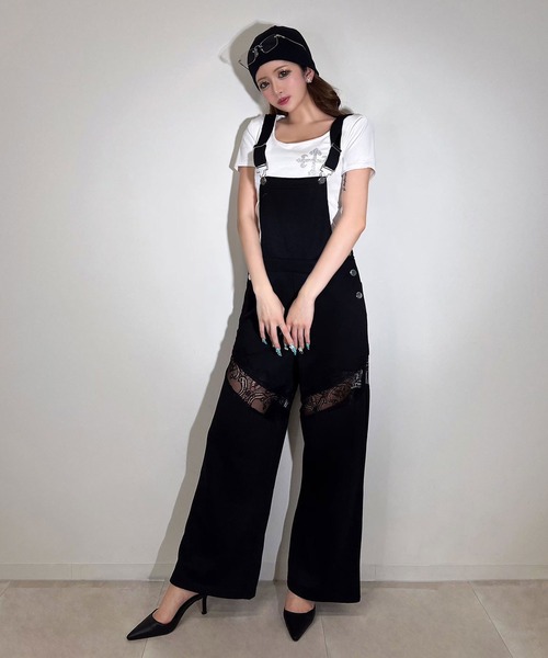 セール】【BLACKQUEEN】レースドッキングサロペット（サロペット