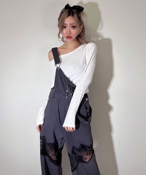 セール】【BLACKQUEEN】レースドッキングサロペット（サロペット