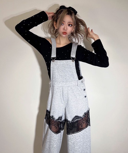 セール】【BLACKQUEEN】レースドッキングサロペット（サロペット