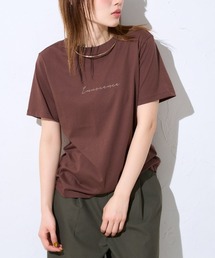 胸元フロントプリント 半袖サイロTシャツ/コットンTシャツ
