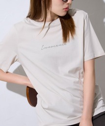 胸元フロントプリント 半袖サイロTシャツ/コットンTシャツ