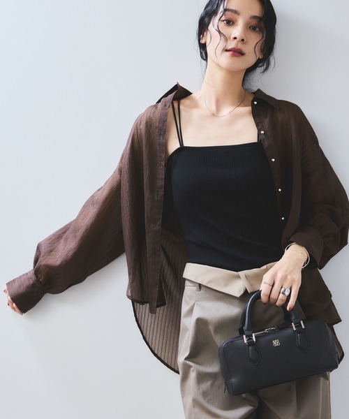 VIS（ビス）の「シアーストライプオーバーサイズシャツ/イージーケア（シャツ/ブラウス・レディース・ブラウン系その他/サックスブルー/ホワイト系その他・FREE）」の3枚目の写真