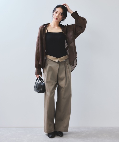 VIS（ビス）の「シアーストライプオーバーサイズシャツ/イージーケア（シャツ/ブラウス・レディース・ブラウン系その他/サックスブルー/ホワイト系その他・FREE）」の4枚目の写真