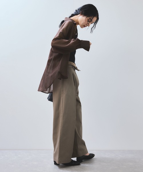 VIS（ビス）の「シアーストライプオーバーサイズシャツ/イージーケア（シャツ/ブラウス・レディース・ブラウン系その他/サックスブルー/ホワイト系その他・FREE）」の5枚目の写真