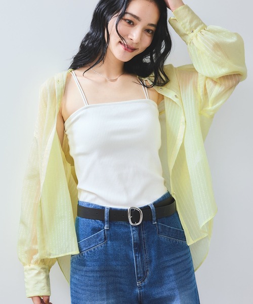 VIS（ビス）の「シアーストライプオーバーサイズシャツ/イージーケア（シャツ/ブラウス・レディース・ブラウン系その他/サックスブルー/ホワイト系その他・FREE）」の17枚目の写真