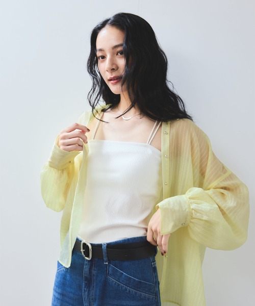 VIS（ビス）の「シアーストライプオーバーサイズシャツ/イージーケア（シャツ/ブラウス・レディース・ブラウン系その他/サックスブルー/ホワイト系その他・FREE）」の20枚目の写真