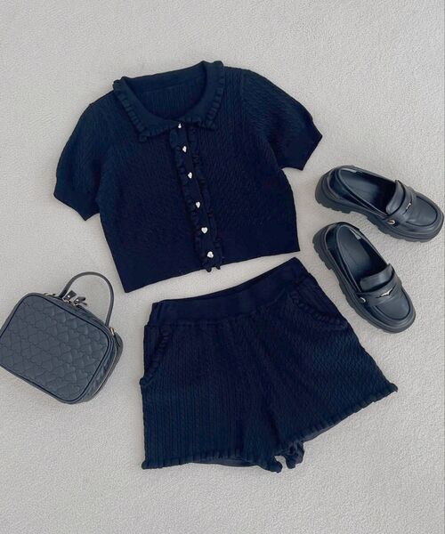 MAJESTIC LEGON(マジェスティックレゴン)の「ミニケーブルショートパンツ(その他パンツ・レディース・ネイビー/ブラウン/グレー/アイボリー・MEDIUM)」の5枚目の写真