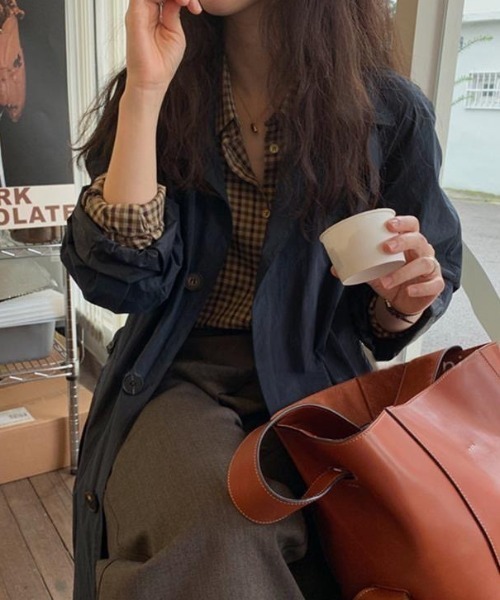 cammie(キャミー)の「9分袖ガングラブチェックシャツ(シャツ/ブラウス・レディース・ブラウン/ホワイト×ブラック/ホワイト×レッド/ピンク/レッド・MEDIUM/LARGE/S/XS/SMALL/X-LARGE)」の10枚目の写真