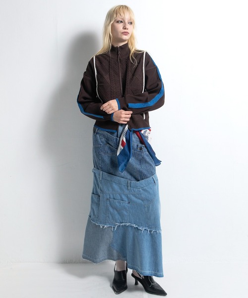 AULA AILA（アウラアイラ）の「デニムリメイクスカート（デニムスカート・レディース・ブルー/インディゴブルー/ブラック・1/0）」の7枚目の写真