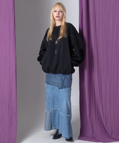 AULA AILA（アウラアイラ）の「デニムリメイクスカート（デニムスカート・レディース・ブルー/インディゴブルー/ブラック・1/0）」の9枚目の写真