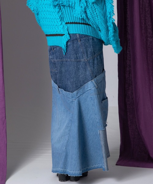AULA AILA（アウラアイラ）の「デニムリメイクスカート（デニムスカート・レディース・ブルー/インディゴブルー/ブラック・1/0）」の11枚目の写真