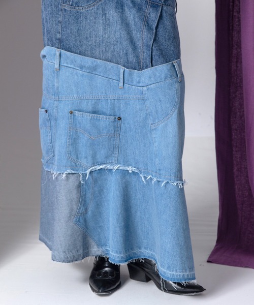 AULA AILA（アウラアイラ）の「デニムリメイクスカート（デニムスカート・レディース・ブルー/インディゴブルー/ブラック・1/0）」の12枚目の写真