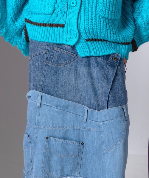 AULA AILA（アウラアイラ）の「デニムリメイクスカート（デニムスカート・レディース・ブルー/インディゴブルー/ブラック・1/0）」の13枚目の写真