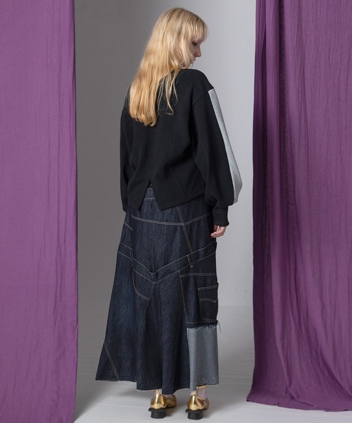 AULA AILA（アウラアイラ）の「デニムリメイクスカート（デニムスカート・レディース・ブルー/インディゴブルー/ブラック・1/0）」の17枚目の写真