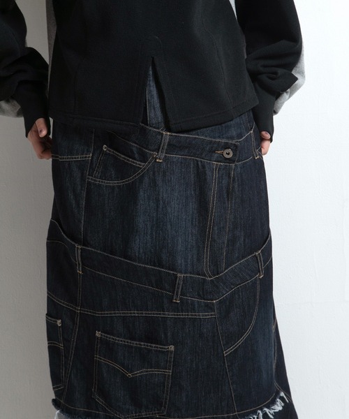 AULA AILA（アウラアイラ）の「デニムリメイクスカート（デニムスカート・レディース・ブルー/インディゴブルー/ブラック・1/0）」の19枚目の写真