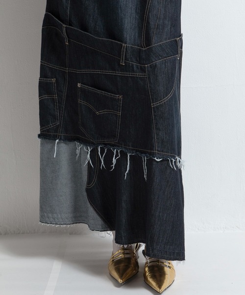 AULA AILA（アウラアイラ）の「デニムリメイクスカート（デニムスカート・レディース・ブルー/インディゴブルー/ブラック・1/0）」の20枚目の写真
