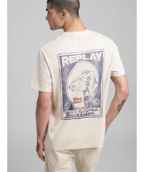 REPLAY(リプレイ)の「リラックスフィット ヘビーコットンジャージー VINTAGEグラフィックTシャツ(Tシャツ/カットソー・メンズ・アイボリー/ブラック・MEDIUM/LARGE/X-LARGE/SMALL)」の8枚目の写真