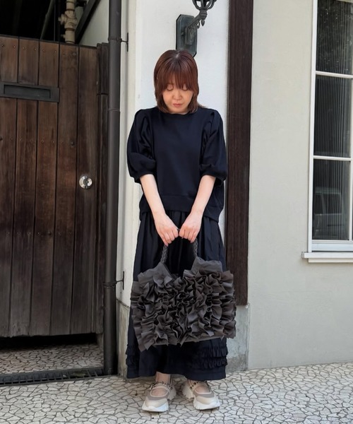 H.A.K（ハク）の「ナイロンフリルトートバッグ（トートバッグ・レディース・ブラック/チャコール・FREE）」の13枚目の写真