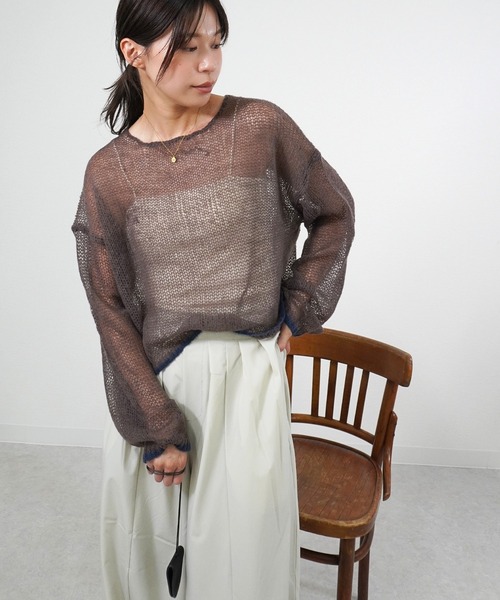 gossara(ゴサラ)の「【1枚でサマになる】起毛糸スソ配色短丈プルオーバー(ニット/セーター・レディース・ブラウン/チャコール/グレイッシュベージュ・FREE)」の17枚目の写真