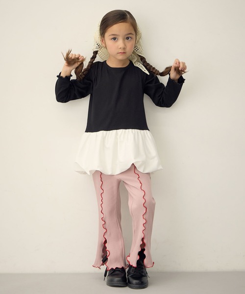 Piet（ピエット）の「ふんわり すそバルーンロンT（Tシャツ/カットソー・キッズ・ブラック/オフホワイト・110/100/130/120）」の15枚目の写真