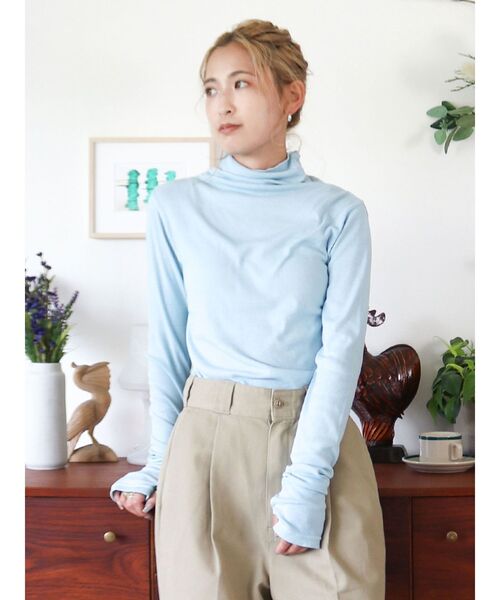 Ungrid（アングリッド）の「ハイネックシアーロングスリーブTee（Tシャツ/カットソー・レディース・オフホワイト/ブルー/ブラック/ブラウン/イエロー・FREE）」の15枚目の写真