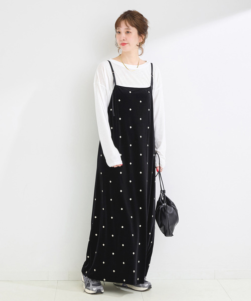 追加2》【WEB限定】手洗い可 / ベロアフラワー刺繍ワンピース