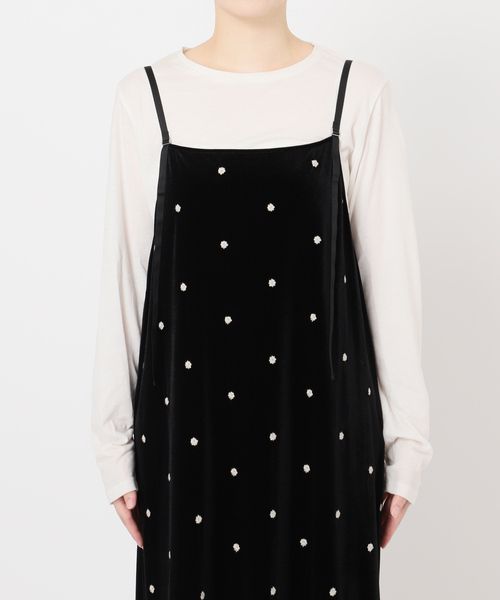 B.C STOCK(ベーセーストック)の「《追加2》【WEB限定】手洗い可 / ベロアフラワー刺繍ワンピース(ワンピース・レディース・ブラック・FREE)」の15枚目の写真