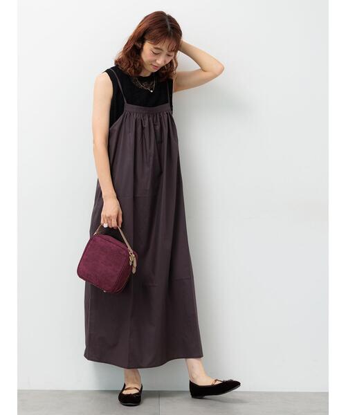 Lugnoncure（ルノンキュール）の「ギャザーキャミソールワンピース（ワンピース・レディース・カーキ/ブラウン/ブラック・F）」の4枚目の写真